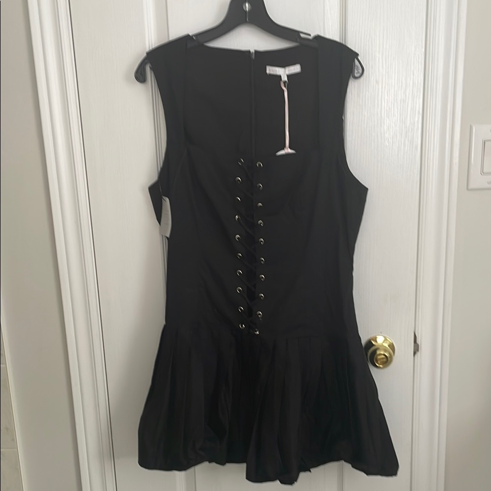 Elegant Black Lace-Up Dress